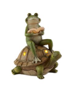 FROG AND TURTLE SOLAR STATUE